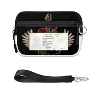 TropicalLife Portafoglio per chitarra con ali di rose per donne, uomini, bambini, ragazze, ragazzi, mini custodia con cerniera per carte d'identità, leggera e portatile, piccola borsa organizer per
