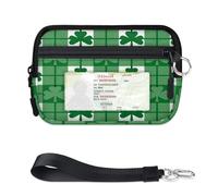 TropicalLife Portafoglio scozzese per il giorno di San Patrizio per donne, uomini, bambini, ragazze, ragazzi, verde plaid mini custodia per carte con cerniera con finestra d'identità, borsa organizer