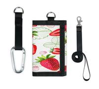TropicalLife Portafoglio sottile con foglie di fragola piccola tasca organizer per denaro borsa primavera fragola leggera borsa portatile