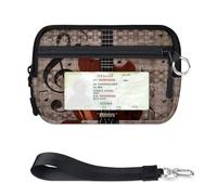 TropicalLife Portafoglio vintage per chitarra musicale, per donne, uomini, bambini, ragazze, ragazzi, portamonete retrò, mini custodia per carte di credito con cerniera, con finestrella per documenti