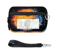 TropicalLife Portafoglio Yin Yang Fire Water per donne, uomini, bambini, ragazze, ragazzi, Yin Yang, mini porta carte con cerniera, con finestra per documenti, leggera, portatile, piccola borsa
