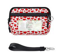 TropicalLife Red Love Heart Portafoglio di San Valentino per donne, uomini, bambini, ragazze, ragazzi, borse rosse, mini custodia per carte con cerniera con finestra d'identità, borsa organizer