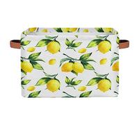 TropicalLife Scatola portaoggetti grande con foglie di limone, set di 1 cestino pieghevole in tessuto al limone, per camera da letto, casa, ufficio, cameretta dei bambini, per vestiti