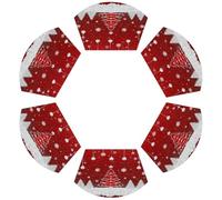 TropicalLife Set di 6 tovagliette per tavoli rotondi, in PVC, impermeabili, resistenti al calore, con albero di Natale, fiocchi di neve, decorazione da cucina