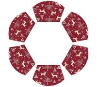 TropicalLife Set di 6 tovagliette per tavoli rotondi, in PVC, impermeabili, resistenti al calore, con albero di Natale, cervi, fiocchi di neve, decorazione da cucina