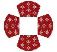 TropicalLife Tovagliette per tavoli rotondi, set di 4 tovagliette a cuneo, in PVC, impermeabili, resistenti al calore, decorazione natalizia rossa con fiocchi di neve per cucina e sala da pranzo