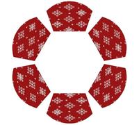 TropicalLife Tovagliette per tavoli rotondi, set di 6 tovagliette a cuneo, in PVC, impermeabili, resistenti al calore, decorazione natalizia rossa con fiocchi di neve per cucina e sala da pranzo