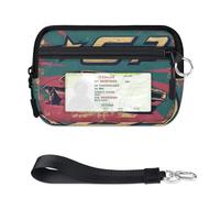 TropicalLife Vintage Gt Car Poster Portafoglio per Donne Uomini Bambini Ragazze Ragazzi Borse Mini Zip Card Case con Finestra ID Leggero Portatile Piccolo Portamonete Organizer Bag