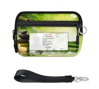 TropicalLife Zen Bamboo Japan Portafoglio per donne, uomini, bambini, ragazze, ragazzi, in bambù, mini porta carte con cerniera, con finestrella per documenti d'identità, leggero, portatile, piccola