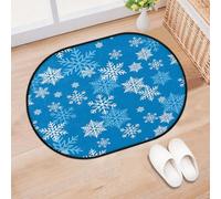 TropicalLife Zerbino con fiocco di neve, per soggiorno, cucina, casa, bagno, blu, con fiocchi di neve, lavabile, per interni ed esterni, antiscivolo, 40 x 60 cm