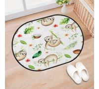 TropicalLife Zerbino con foglie di cocco, motivo bradipo, per soggiorno, cucina, casa, bagno, bradipo, lavabile, per interni ed esterni, antiscivolo, 40 x 60 cm