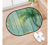 TropicalLife Zerbino in legno con albero di cocco, per soggiorno, cucina, casa, bagno, albero, lavabile, per interni ed esterni, antiscivolo, 40 x 60 cm