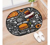 TropicalLife Zerbino per ingresso con motivo fast food, per soggiorno, cucina, casa, bagno, lavabile, per interni ed esterni, antiscivolo, 40 x 60 cm