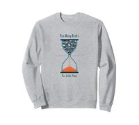 Troppi Libri Troppo Poco Tempo Bookworm Clessidra Felpa, Unisex per Adulti, Grigio Melange, XXL