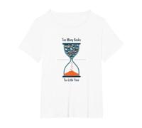 Troppi Libri Troppo Poco Tempo Bookworm Clessidra Maglietta, Donna Plus-Size, Bianco, 5X