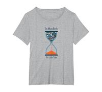 Troppi Libri Troppo Poco Tempo Bookworm Clessidra Maglietta, Donna Plus-Size, Grigio Melange, 1X