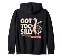 Troppo Buffo Oca con Pipistrello Amore tra oche Felpa con Cappuccio