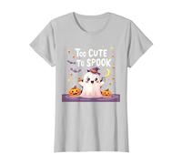 Troppo Carino per spaventare Halloween Bambini Divertimento spettrale Maglietta, Donna, Argento, S