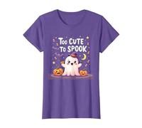 Troppo Carino per spaventare Halloween Bambini Divertimento spettrale Maglietta, Donna, Viola mélange, L