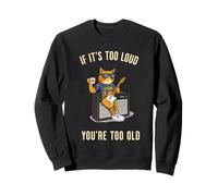 Troppo forte troppo vecchio rock roll gatto papà suonare la chitarra sarcastico Felpa