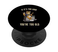 Troppo forte troppo vecchio rock roll gatto papà suonare la chitarra sarcastico PopSockets PopGrip Adesivo