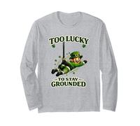 Troppo Fortunato per radicare Funny Leprechauns Lucky Joke Irish Maglia a Manica