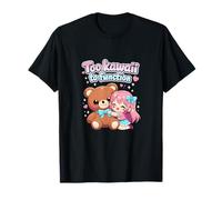 Troppo Kawaii To Function Chibi Girl Hugging Bear Maglietta