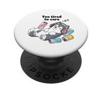 Troppo stanco di prendersi cura del simpatico cane husky PopSockets PopGrip Adesivo