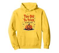 Troppo Vecchio per ingannare Troppo Giovane per Trattare l'umorismo di Halloween Felpa con Cappuccio, Unisex per Adulti, Limone, XL