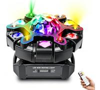 Troqullium Luci DJ a testa mobile, luci for effetti scenici 5 in1 | Con fascio LED a 6 bracci, palla da discoteca, proiezione stellata, stroboscopio, striscia luminosa colorata