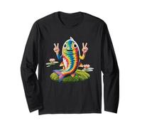 Trota Fly Fishing Gear Tie Dye Frog Peace Sign Fisherman Maglia a Manica