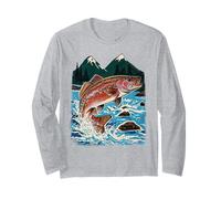 Trota, Pesca a Mosca, ruscello di Montagna, Pescatore, Pesce saltante Maglia a Manica