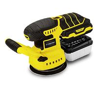 TROTEC Levigatrice a batteria PESS 10-20V - levigatrice 65 Watt, batteria multipla 20 V 2 Ah, livello di velocità 3.000-12.000 giri/min, superficie di levigatura Ø: 125 mm, 4 fogli abrasivi