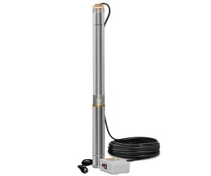 TROTEC Pompa per pozzo profondo TDP 7501 E - Pompa acqua con portata 6000 l/h, 1100 W - Altezza di mandata 90 m, ø 8,6 cm, IP68 per pompa, pompa in acciaio inox
