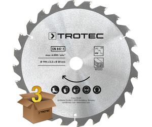 Trotec Set di lame per sega circolare per legno Ø 190 mm (24 denti), 3 pezzi