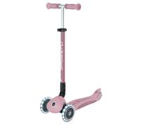 Globber - GO•UP DELUXE LIGHTS ECO 360 - monopattino evolutivo a 3 ruote con seduta girevole a 360°, poggiapiedi, luci LED e materiali sostenibili, per bambini da 15 mesi a 6 anni - rosa bacca
