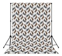 Trotting Flat Coated Retrievers Paw Printed Photography Drape, sfondo pieghevole in poliestere, facile da appendere asta tasca Studio Prop