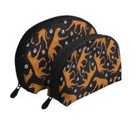 Trotto Rhodesian Ridgeback Nero, Borsa per trucco a conchiglia Portamonete da donna Borsa da toilette piccola Borsa per cosmetici 2 pezzi