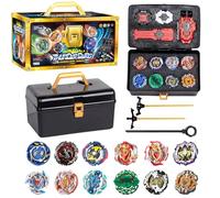 Trottole Blade Burst, Set da Battaglia per Trottole a Scatola, Blade X Trottola con 12 Trotto-le, 3 Lanciatore, 1 Manico e Scatola Portaoggetti, Set da Metal Fusion Battle Trotto-le per Compleanno