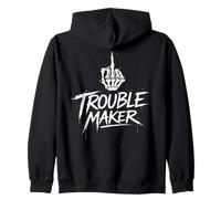 Trouble Maker - Scheletro con Mano Divertente, Design Street Art Felpa con Cappuccio