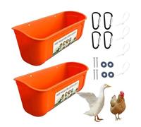 Trough Chicken Feeder - 2pcs Large Capacity No Waste Chicken Feeders And Waterers | Feeding Containers For Livestock With Clips For Duck, Deer, Sheep And Others