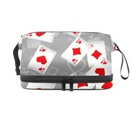 Trousse a doppio strato con carte da gioco che cadono verso il basso, per donne e ragazze, borsa da toeletta da viaggio per trucchi, pratica borsa organizer con scomparto per pennelli, Multi, 27x15x14