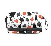 Trousse a doppio strato con carte da gioco sparse Ace per donne e ragazze, borsa da viaggio per trucchi pratica borsa organizer con scomparto per pennelli, Multi, 27x15x14 cm/10.6x5.9x5.5 in, Beauty