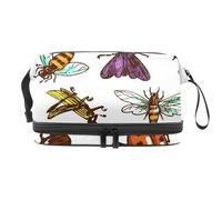 Trousse a doppio strato con insetti, farfalla, libellula, coccinella, ape, lumache, per donne e ragazze, borsa da viaggio per trucchi pratica borsa organizer con scomparto per pennelli, Multi,