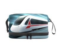 Trousse a doppio strato con motivo Train in Tunnel, per donne e ragazze, trousse da viaggio per trucchi, pratica borsa organizer con scomparto per pennelli, Multi, 27x15x14 cm/10.6x5.9x5.5 in, Beauty