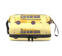 Trousse a doppio strato con scuolabus, per donne e ragazze, trousse da viaggio per trucchi, pratica borsa organizer con scomparto per pennelli, Multi, 27x15x14 cm/10.6x5.9x5.5 in, Beauty case