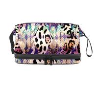 Trousse a doppio strato per cosmetici a doppio strato con leone e serpente, per donne e ragazze, borsa da viaggio per trucchi, pratica borsa organizer con scomparto per pennelli, Multi, 27x15x14