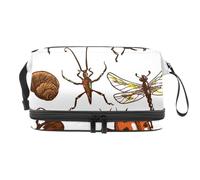 Trousse a doppio strato per cosmetici a doppio strato con motivo coccinella e farfalle, per donne e ragazze, borsa da viaggio per trucchi pratica borsa organizer con scomparto per pennelli, Multi,