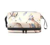 Trousse a doppio strato per cosmetici con cervo, gufo, volpe e coniglio, per donne e ragazze, borsa da viaggio per trucchi, pratica borsa organizer con scomparto per pennelli, Multi, 27x15x14