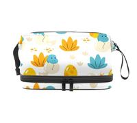 Trousse a doppio strato per cosmetici con dinosauri nell'uovo, per donne e ragazze, borsa da viaggio per trucchi, pratica borsa organizer con scomparto per pennelli, Multi, 27x15x14 cm/10.6x5.9x5.5